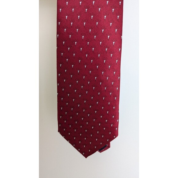 Vintage J. Garcia Rhino & Puppy Collection Eighteen 100% Silk Red/White Preppy - Picture 1 of 9